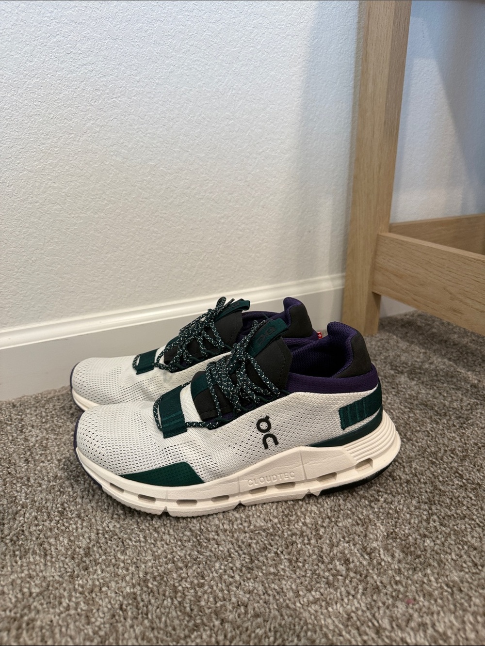 On Cloud Running Women’s Cloud Sneakers - White, Green & Purple